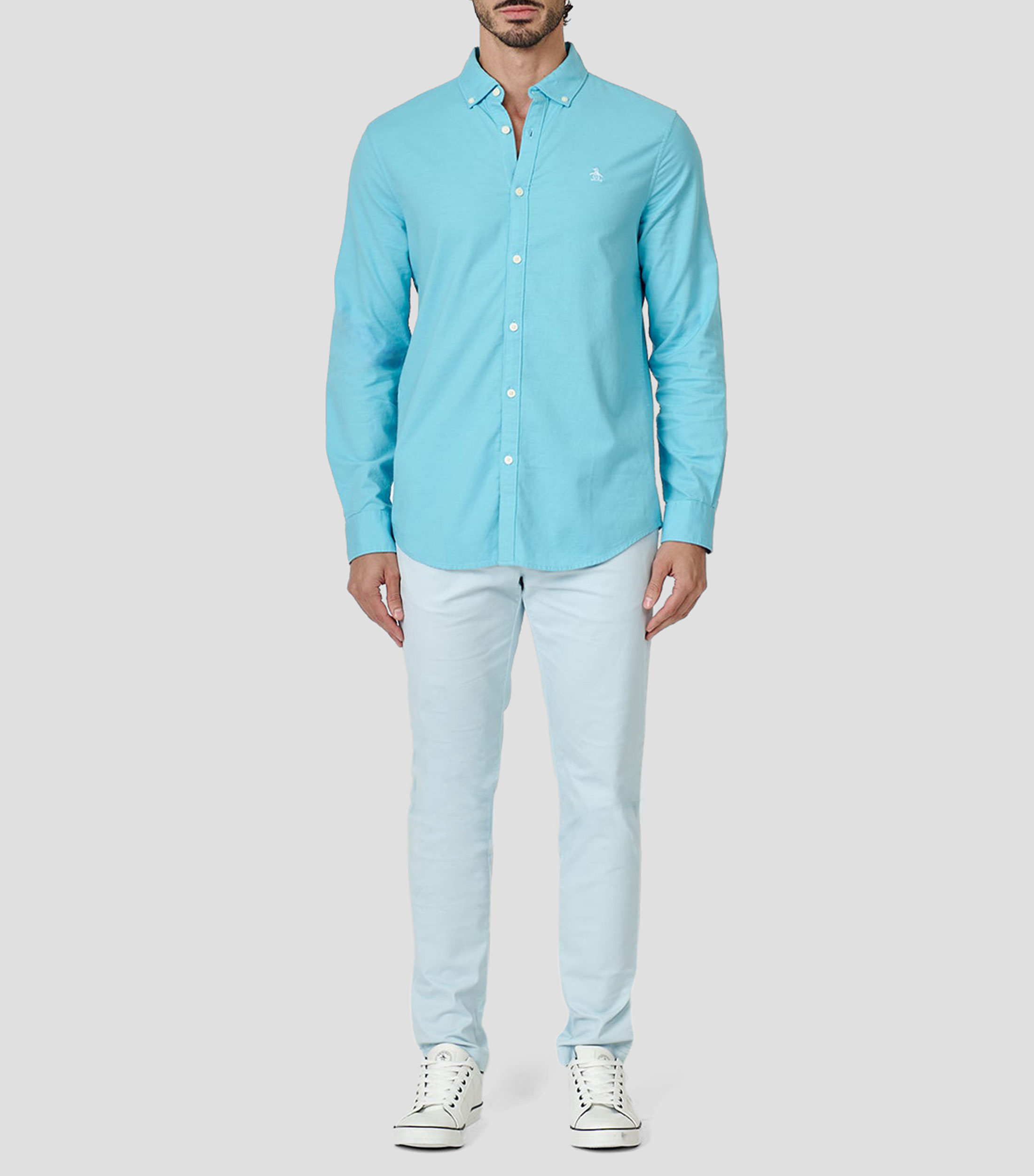 Camisa lisa manga larga Hombre